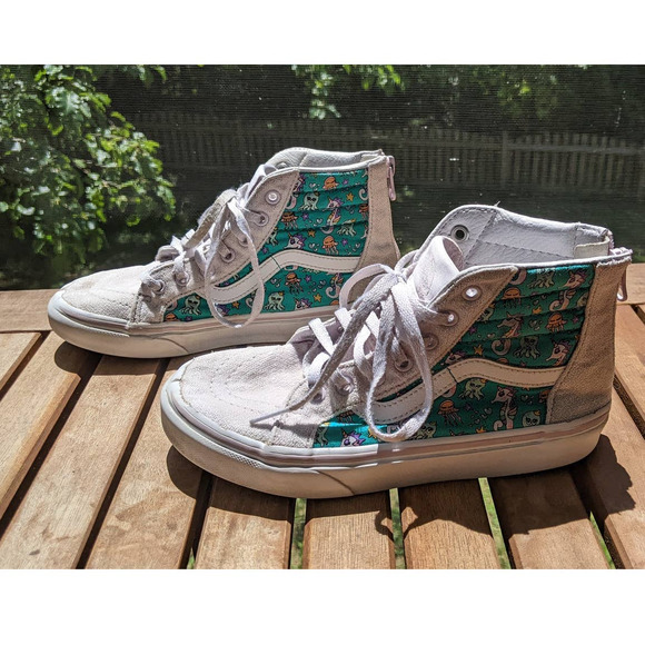 VANs SEA PARTY SK8 HI ZIP ORCHID ICE TRUE WHITE  size: 2.5 kids - Picture 4 of 11